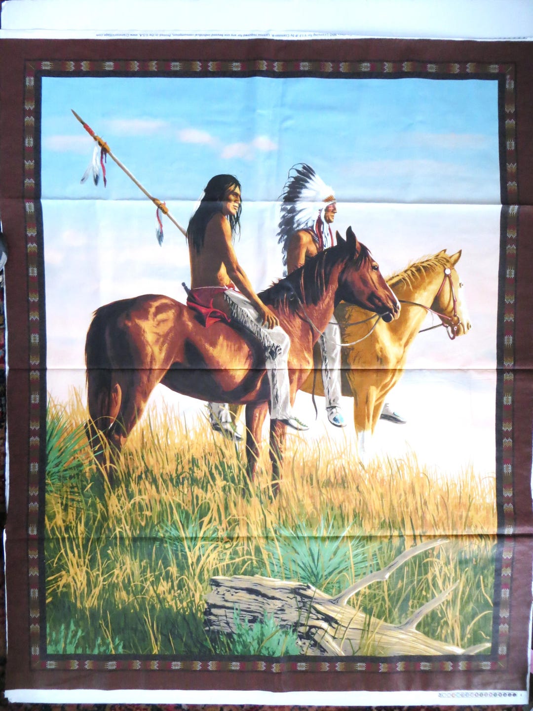 Native Americans on Horses Quilt Fabric Panel, James Hautman Country ...