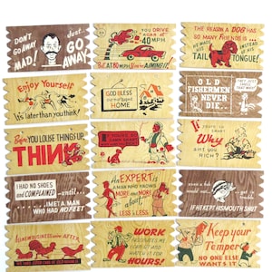 Komic Kards vintage dos anos 50, lote de 15 cartões postais engraçados em quadrinhos, papelão pesado, feito no Japão, coisas efêmeras colecionáveis, não utilizadas, lote # 2