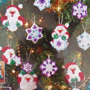 Santa&#39;s Snowflake Felt Christmas Ornaments Kit, Janlynn 090-0056,  20 Felt and Sequin Ornaments, Santa Ornaments, Snowflake Ornaments