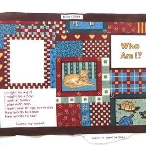 Country Gardens Who Am I, Fabric Panel, to DIY a Soft Children&#39;s Learning Book with Animals, already cut apart, May be Personalized