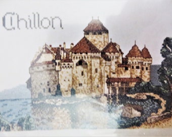 Chillon Castle Cross Stitch CHART, Vintage 80s Swiss Castle, Camelot Designs