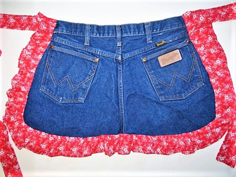 Vintage Denim Apron Wrangler Jeans Apron Handmade Country