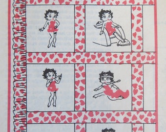 Betty Boop Quilt and Embroidery Pattern, Vintage Mail Order Design 7357, 24 Transfers for 12 inch Blocks, 60 x 89 inch quilt, RARE