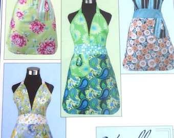 Patrón de delantal de Vanilla House Designs, delantal Friday Night P141, delantal con cuello halter y bolsillo de Barbara Bunson, tallas 4 a 14, patrón de papel sin cortar