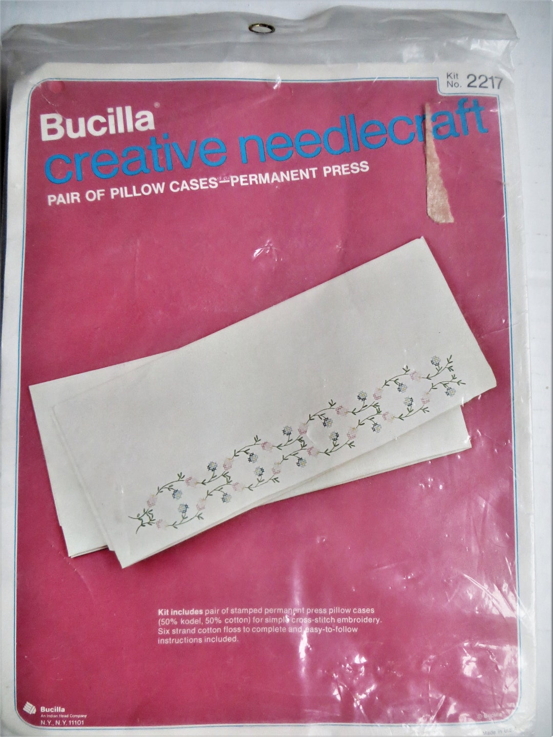 Bucilla Flower Pillowcase Pair Kit Stamped for Cross Stitch Etsy
