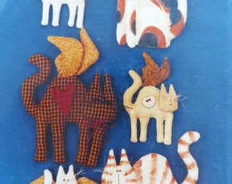 Angel Cats Soft Stuffed Cats with Wings Sewing Pattern, to sew Small 4 x 5 inch, and 3 x 3 inch Kittens, uncut