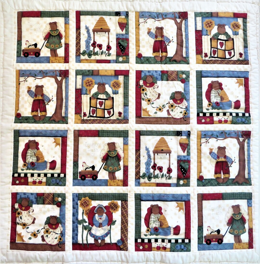 Teddy Bear Quilt Country at Heart Hecho a con - Etsy España