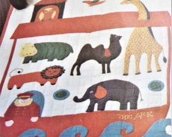 Noah's Ark Quilt Pattern, Little Vogue 1327, Applique and Embroidery Animals Patterns, Includes Transfer, Twin or Crib Size,Nursery Decor