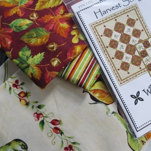 Quilt Kit and Fabrics Harvest Song Shabby Chic Whirligig Designs PTN 1375, for 62 x 76 Throw  37 x 37 Wall Hanging, Birds Fall Decor