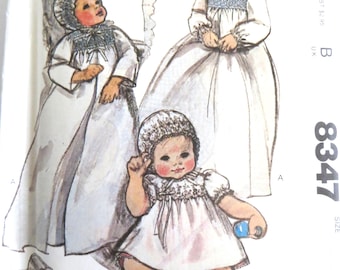 McCall's 6483 Smocked Christening Gown Pattern, Dress Coat Bonnet Booties, You pick size newborn or 6 mos, uncut