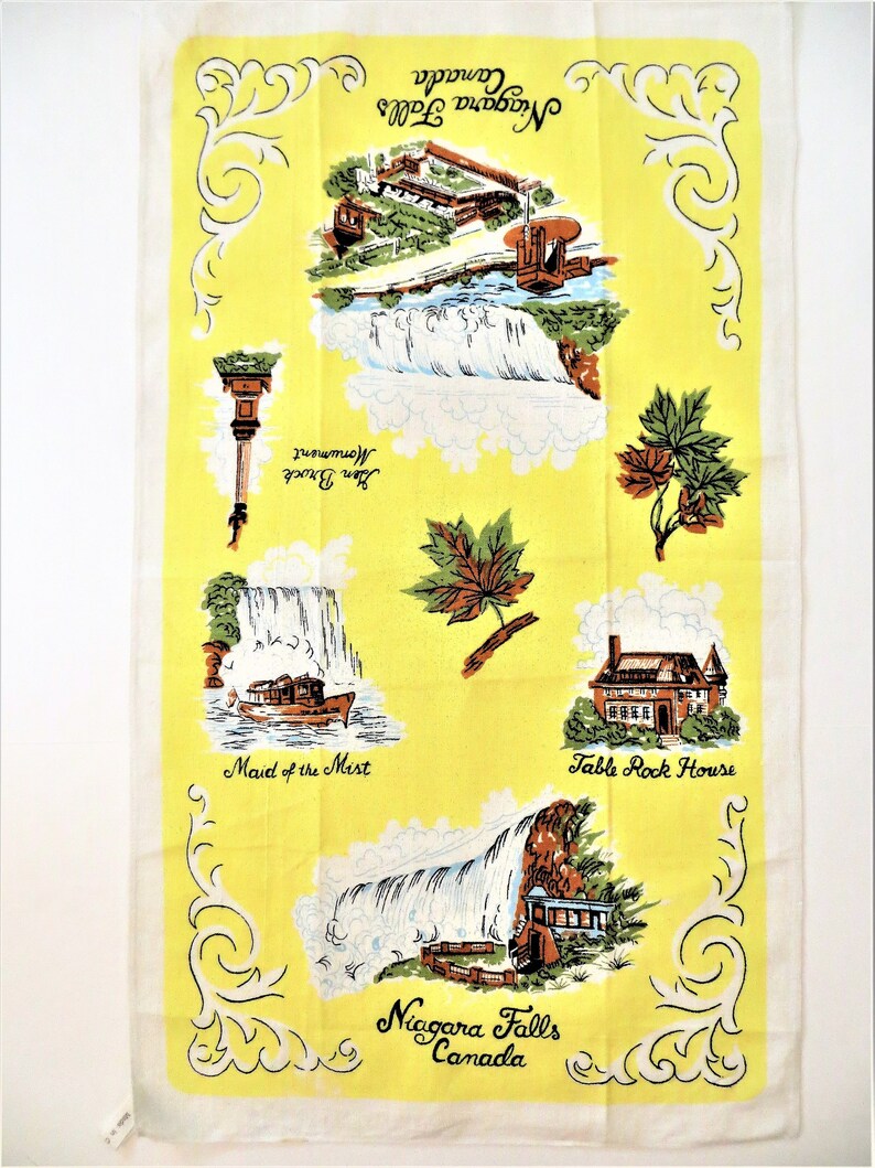 Niagara Falls Canada Linen Tea Towel Canada Souvenir Kitchen Etsy