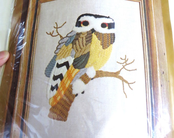 Kit de broderie vintage 1972 Pauline Denham Crewel NIGHT OWL 6021