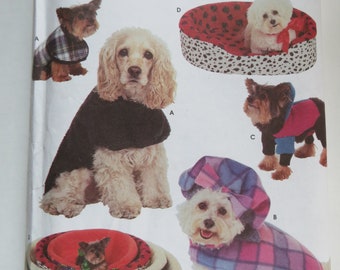 Simplicity 8928 Dog Coats Beds Pillows Hat Pattern, Pet Accessories, All Sizes, Uncut, Gift for Dog Lover