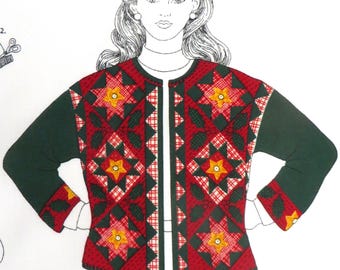 Dreamspinners Country Christmas Sweatshirt Jacket Fabric Panel, to Sew a Quilted Patchwork Jacket from Sweatshirt