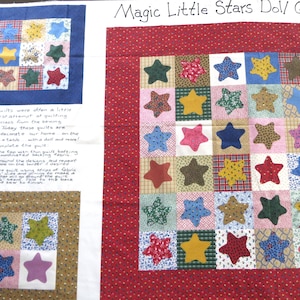 Little Stars Doll Quilt Fabric Panel, Little Quilts Henry Glass Cotton Cheater Quilt Tops, for 3 Small Doll Quilts, Wall Quilts Tabletopper