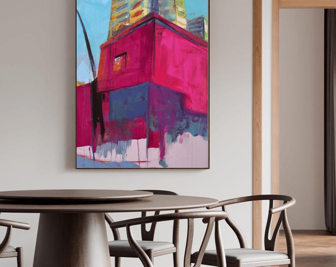 Abstract Urban Wall Art Print – Modern City Painting, Digital Download for Home & Office Decor