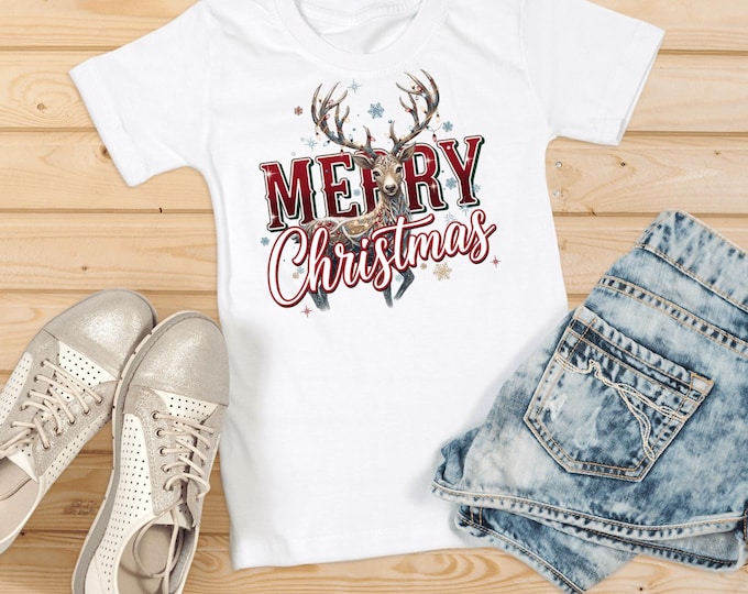 Merry Christmas Deer PNG | Reindeer Sublimation Design | Holiday Printable for Shirts & Crafts |