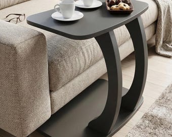 Mesa moderna para portátil en forma de C, mesa de sofá minimalista, mesa auxiliar con ruedas para portátil, estación de trabajo, bandeja de desayuno