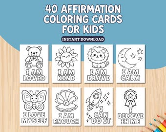 40 Printable Affirmation Coloring Cards for Kids | Confidence, Self-Esteem & Growth Mindset