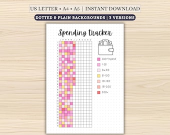 Spending Tracker Printable | Year in Pixels Expense Tracker | Money Tracking | Finance Planner Page