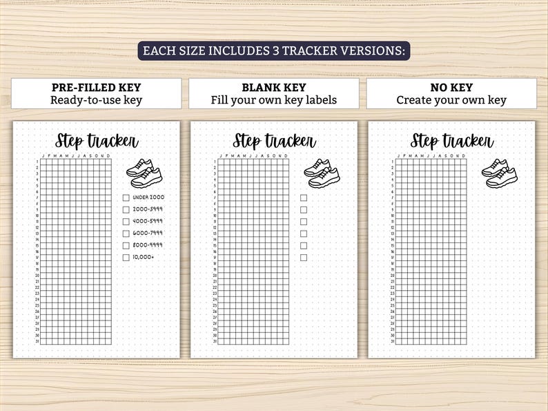 Step Rangs Step Tracker Printable | Year in Pixels Step Log | Daily Steps Count ...
