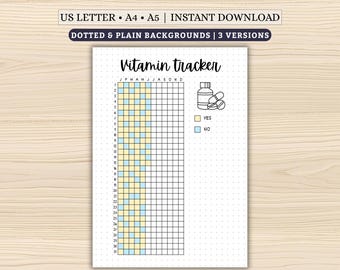 Vitamin Tracker Printable | Year in Pixels Vitamin Log | Daily Supplement Planner Page | Digital Download