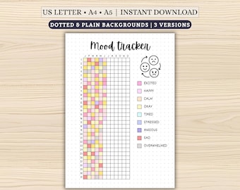 Year in Pixels Mood Tracker Printable | Daily Feelings & Mental Health Journal (Digital Download)