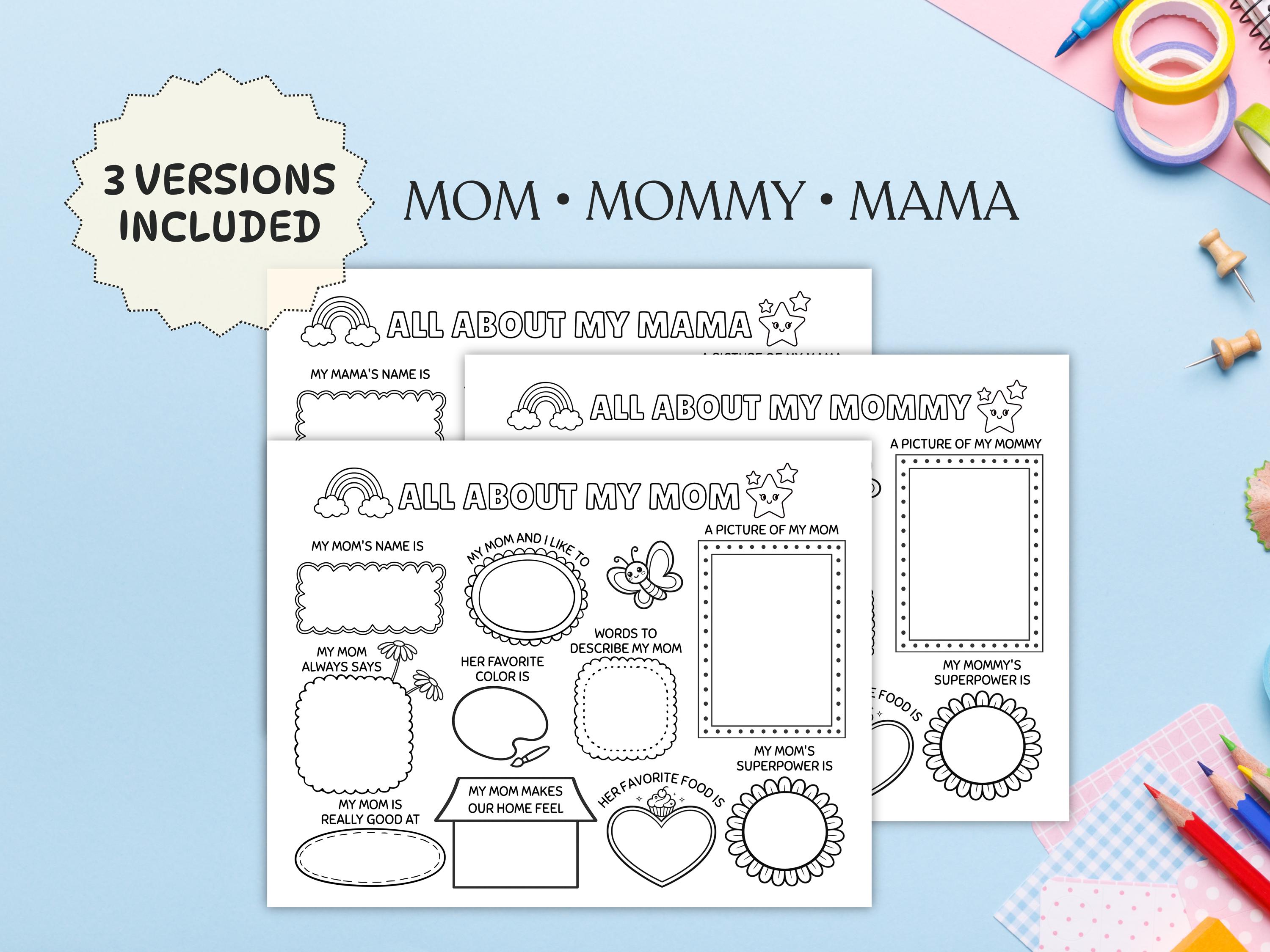 Mom. Printable Worksheet.pdf All About My Mom Printable Worksheet, Mother’s Day Gift From Kids, Kids ...