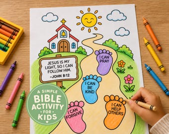 John 8:12 Bible Verse Printable Coloring Page | Jesus Is My Light Sunday School Activity for Kids