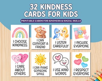 32 Printable Kindness Cards for Kids | Social Skills, Empathy, Respect, Friendship & SEL Activity
