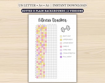 Year in Pixels Fitness Tracker Printable| Workout Log | Exercise Tracker (Digital Download)