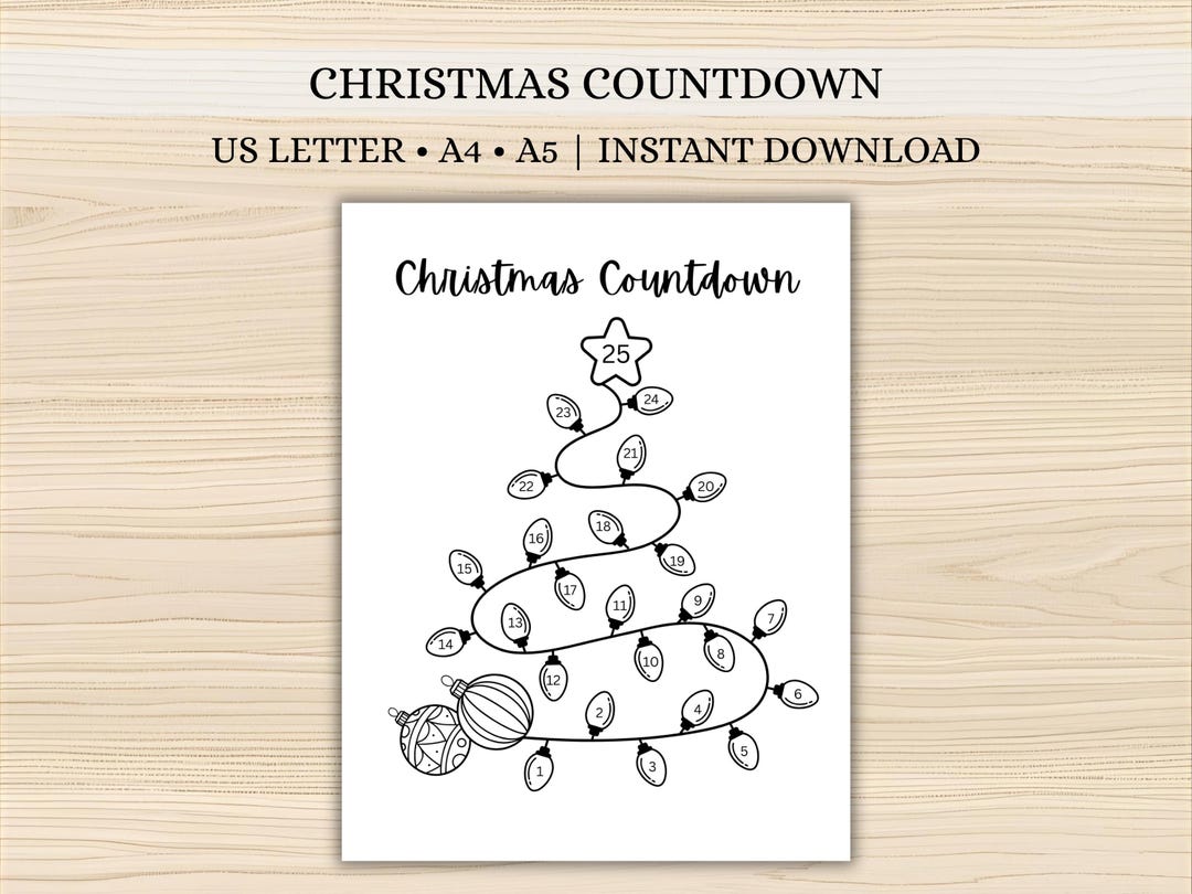 Christmas Countdown Printable | Advent Calendar | Christmas Activity ...