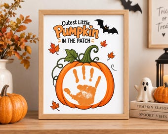 Pumpkin Handprint Printable for Kids | Halloween Keepsake Craft for Babies, Toddlers, Preschool & Daycare