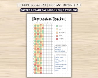 Depression Tracker Year in Pixels Printable | Mental Health Journal (Digital Download)