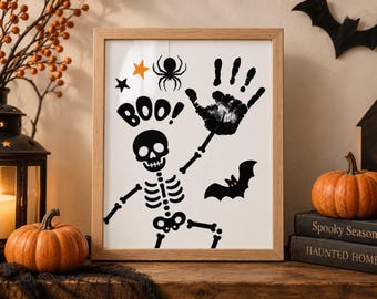 Skeleton Handprint Printable for Kids | Halloween Keepsake Craft for Babies, Toddlers, Preschool & Daycare