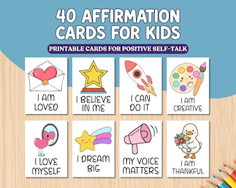 40 Printable Affirmation Cards for Kids | Positive Self-Talk, Confidence, Self-Esteem, Growth Mindset