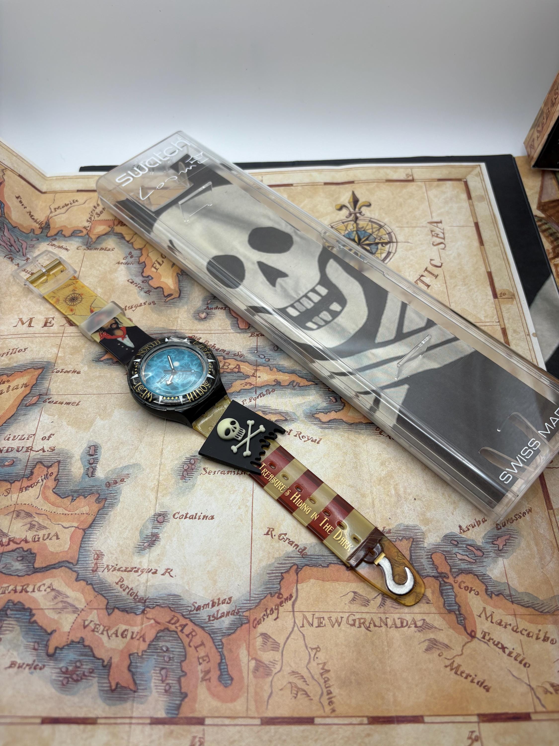 Swatch Scuba 200 海賊テーマ 時計 Vintage Swatch Scuba 200 “pirate / Uncino” SDB902 – NOS – Original