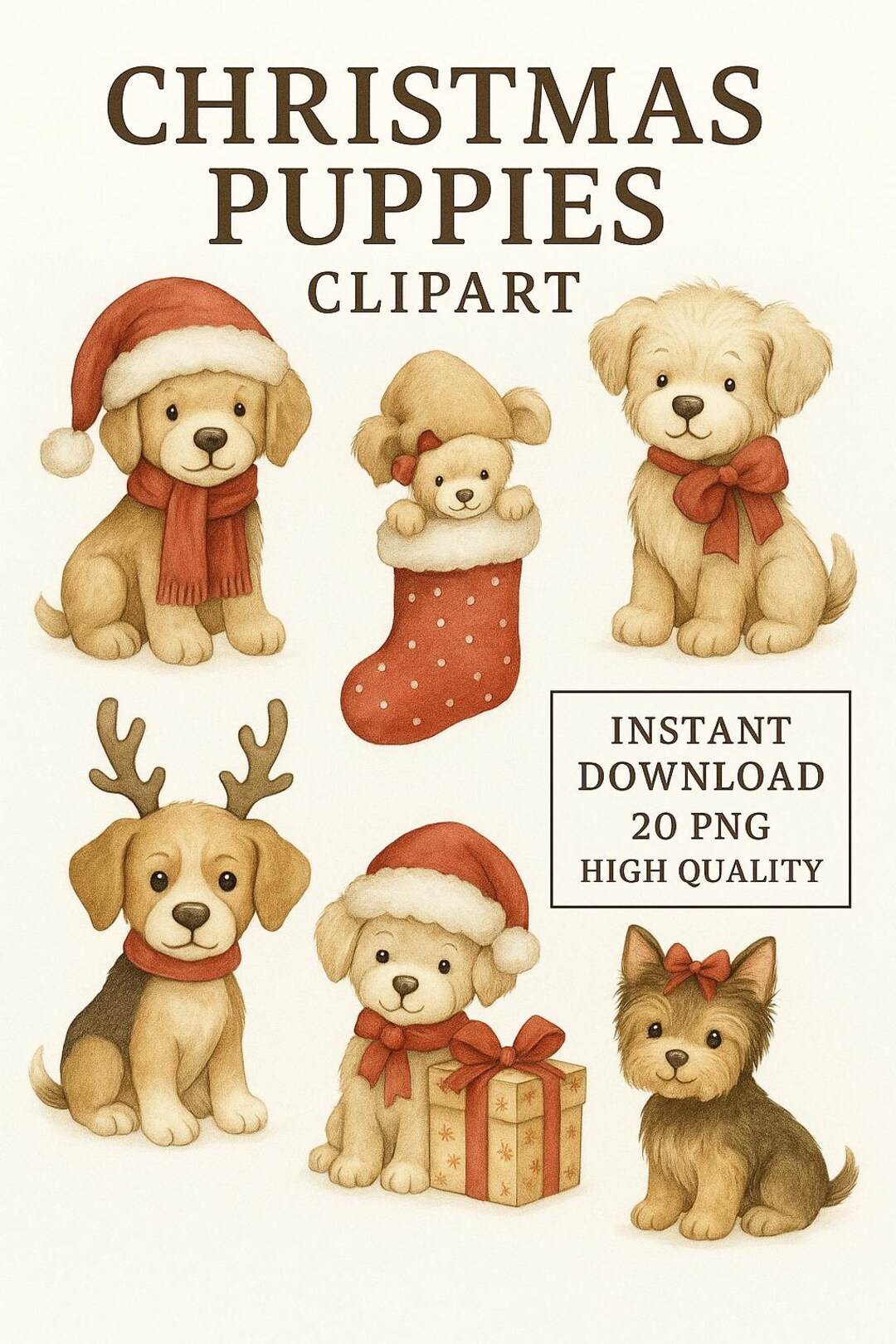 Christmas Puppy Clipart | Holiday Dog PNG Set (instant Download) - Etsy ...