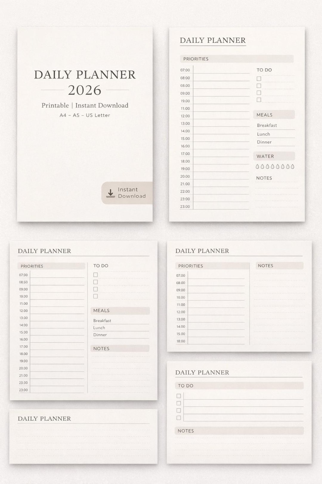 Daily Planner 2026 Printable | Minimal Daily Planner Pages | to Do ...