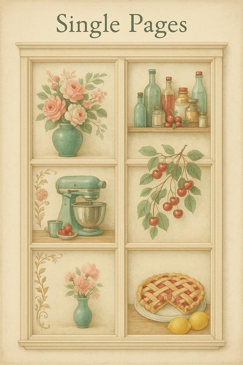 1950s Retro Kitchen Junk Journal Kit – Printable Vintage Ephemera ...