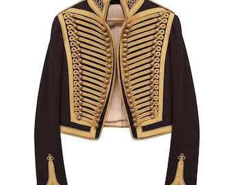 Napoleonic Military Hussar Jacket Black Jimi Hendrix Style Tunic Pelisse Parade Coat