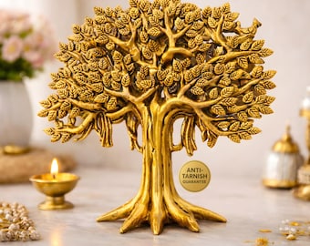 Árbol de la Vida Kalpavriksha de latón puro, regalo de buena suerte de Luxeberry