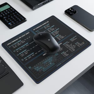 Linux Command Line Cheat Sheet Rectangular Mouse Pad | Git, Vim Shortcuts image 2