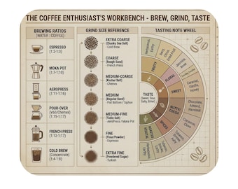 Coffee Lovers Workbench guide Mouse Pad | Brew Grind Taste, Coffee Brew Methods