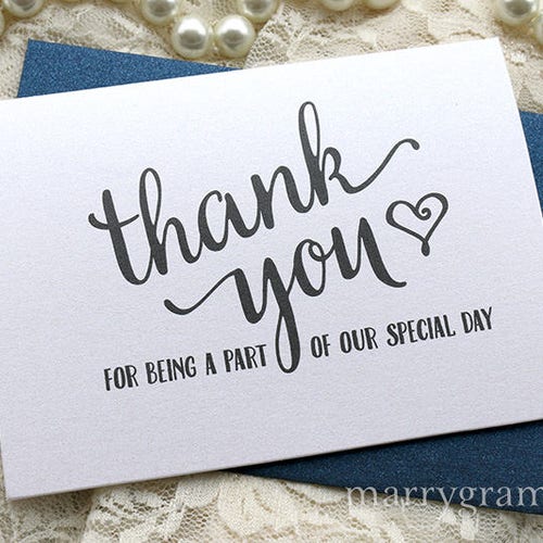 Wedding Vendor Thank You Note Card Set Thank You for Being a Etsy