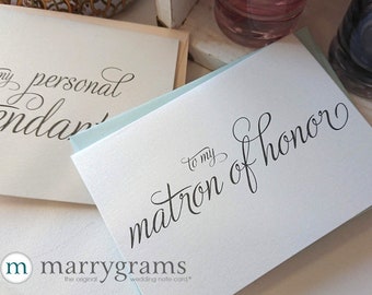 Maid of Honor CLOSE OUT STYLE Wedding Party Thank You Cards perfect with a Gift Bridal Party Thank You Notes Bridesmaid Cards Single