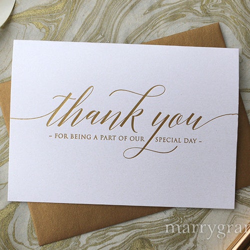 REAL GOLD FOIL Wedding Thank You Note Card Set Thanks for Etsy