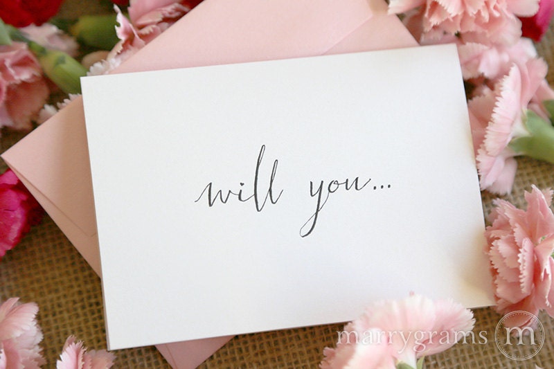FLORAL WATERCOLOR, Will You Be My Bridesmaid Folded Card & Envelope