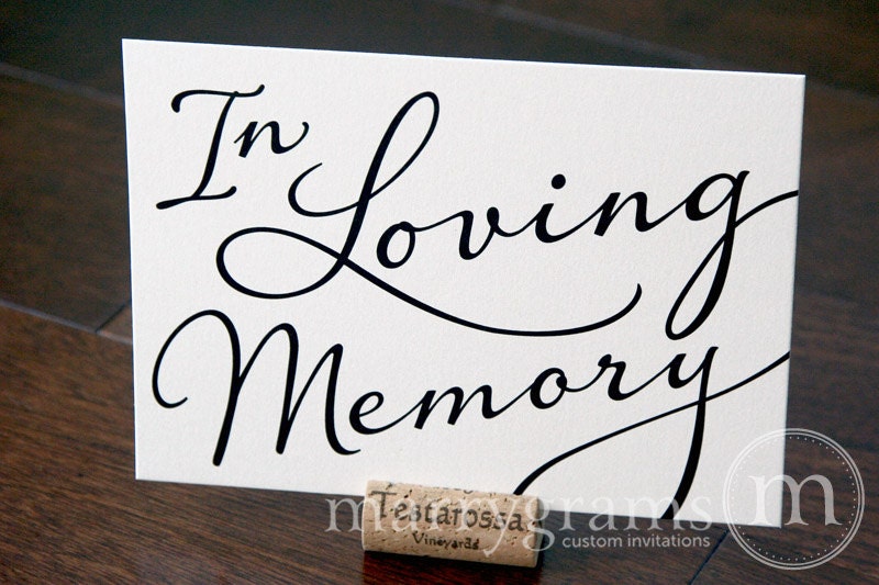 In Loving Memory Sign Table Card - Wedding Reception Seating Signage …
