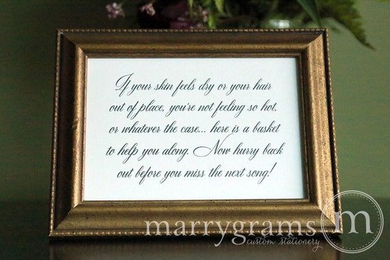 Wedding Bathroom Basket Sign Wedding Reception Signage Etsy